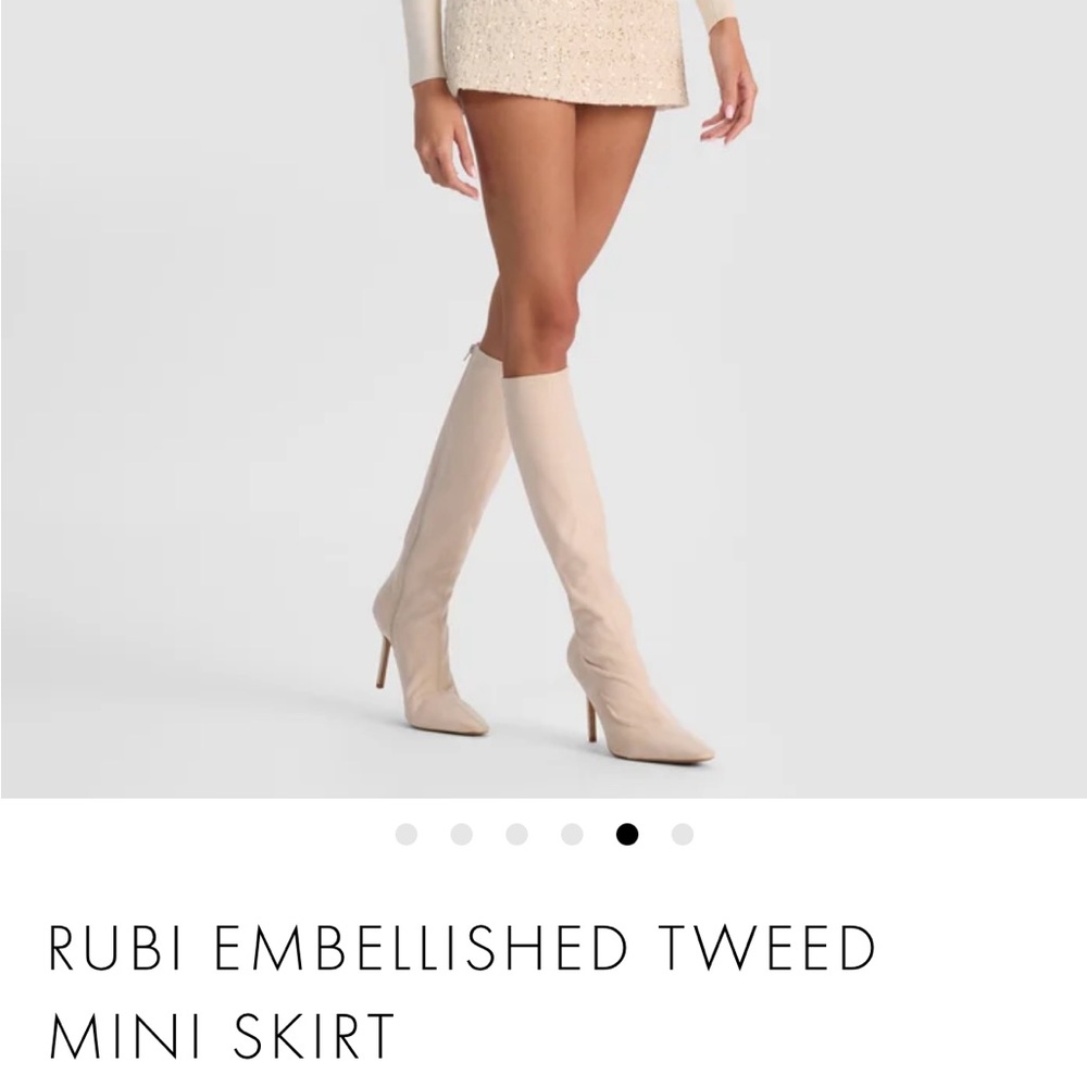 Alice + Olivia Cream Tweed Mini Skirt